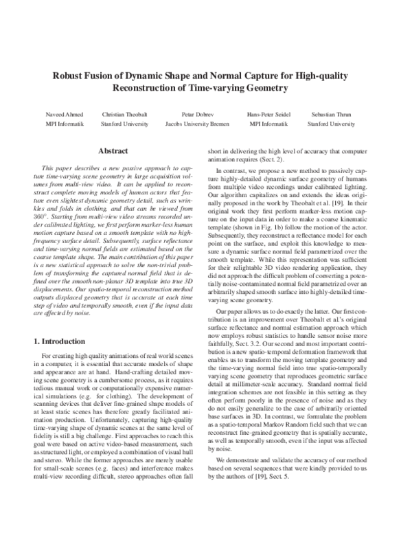 (PDF) Robust Fusion of Dynamic Shape and Normal Capture for High ...