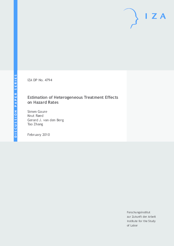 (PDF) Estimation of Heterogeneous Treatment Effects on Hazard Rates