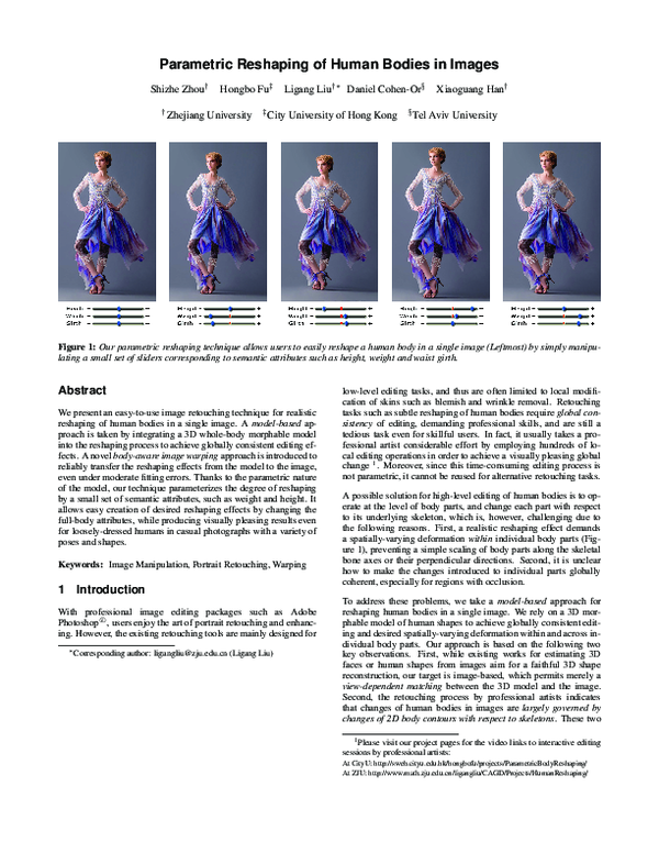 (PDF) Parametric Reshaping of Human Bodies in Images Shizhe Zhou ...