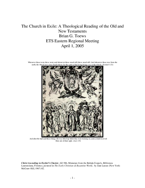 (PDF) The Church in Exile Brian G Toews Academia.edu