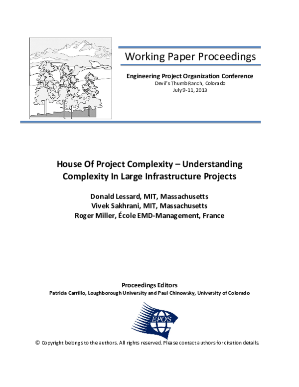 (PDF) “House of Project Complexity- Understanding Complexity in Large ...