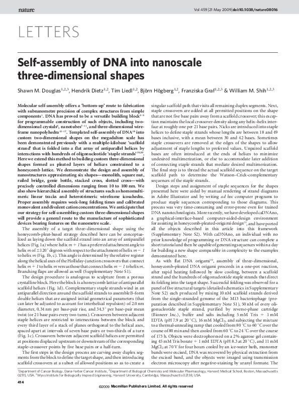 (PDF) Self-assembly of DNA into nanoscale three-dimensional shapes