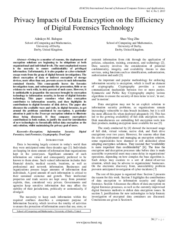 (PDF) Privacy Impacts of Data Encryption on the Efficiency of Digital ...