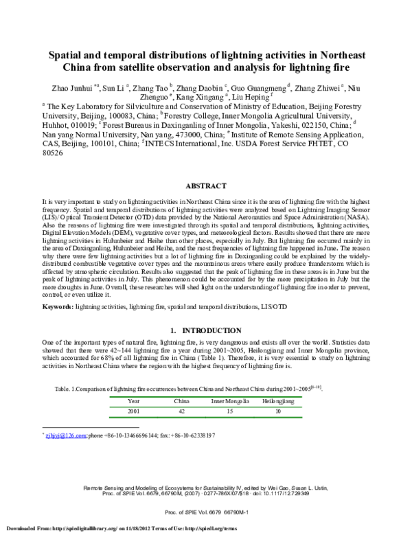 (PDF) Spatial and temporal distributions of lightning activities in ...