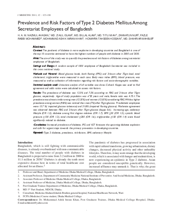 (PDF) Prevalence and Risk Factors of Type 2 Diabetes Mellitus Among ...