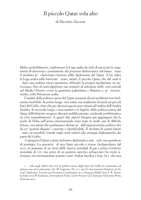 Il piccolo Qatar vola alto Massimo Zaccaria Academia.edu