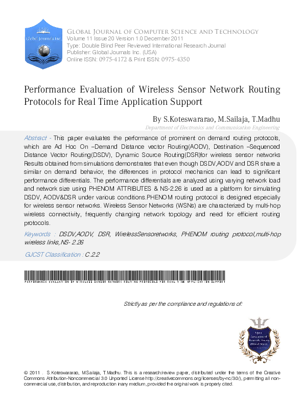 (PDF) 7 Performance Evaluation of Wireless Sensor Network