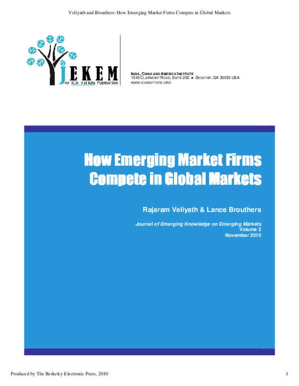 (PDF) How Emerging Market Firms Compete in Global Markets