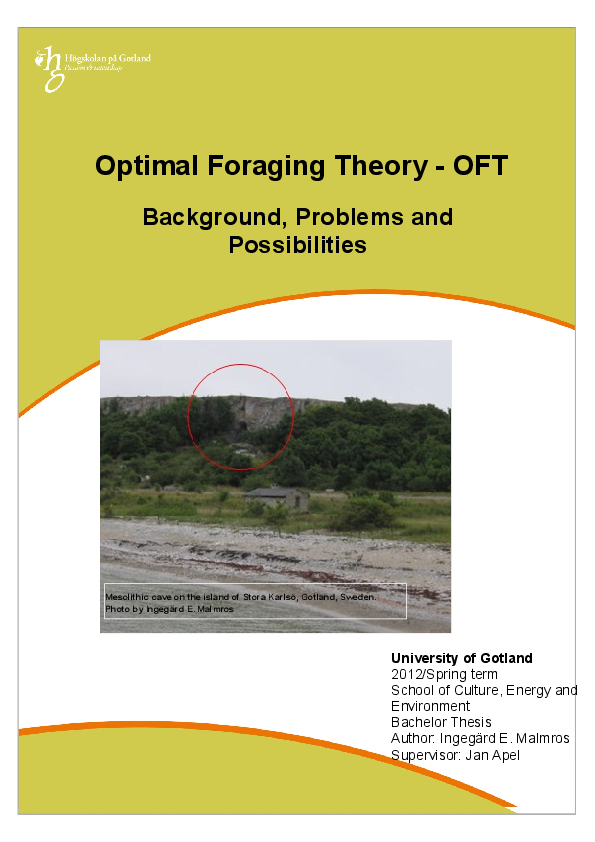 (PDF) Optimal Foraging Theory - OFT. Background, Problems and ...