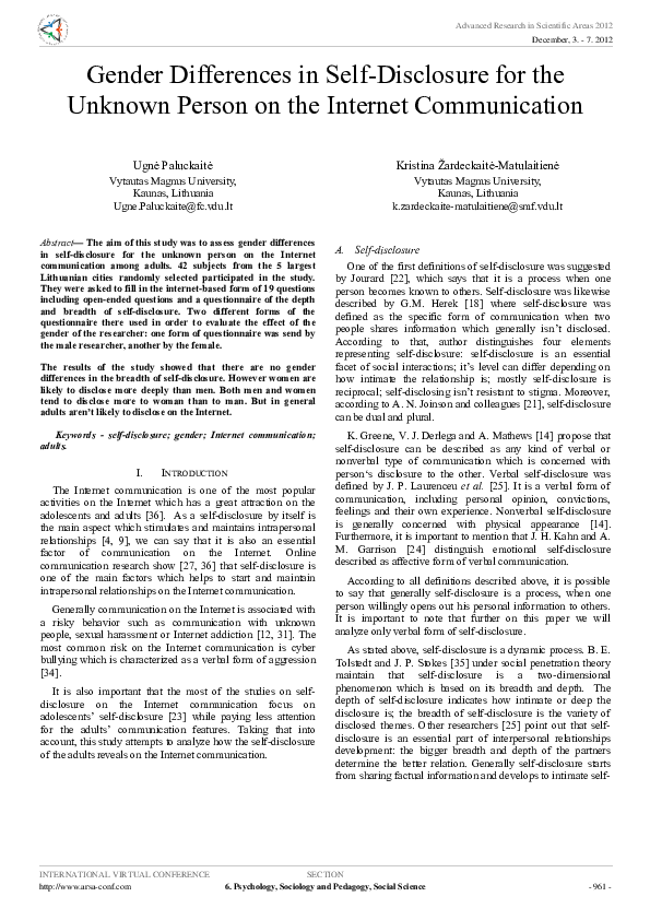 Self disclosure gender and communication essay example 07 image