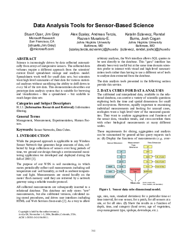 (PDF) Data analysis tools for sensor-based science