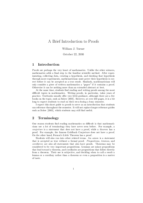 (PDF) A Brief Introduction to Proofs