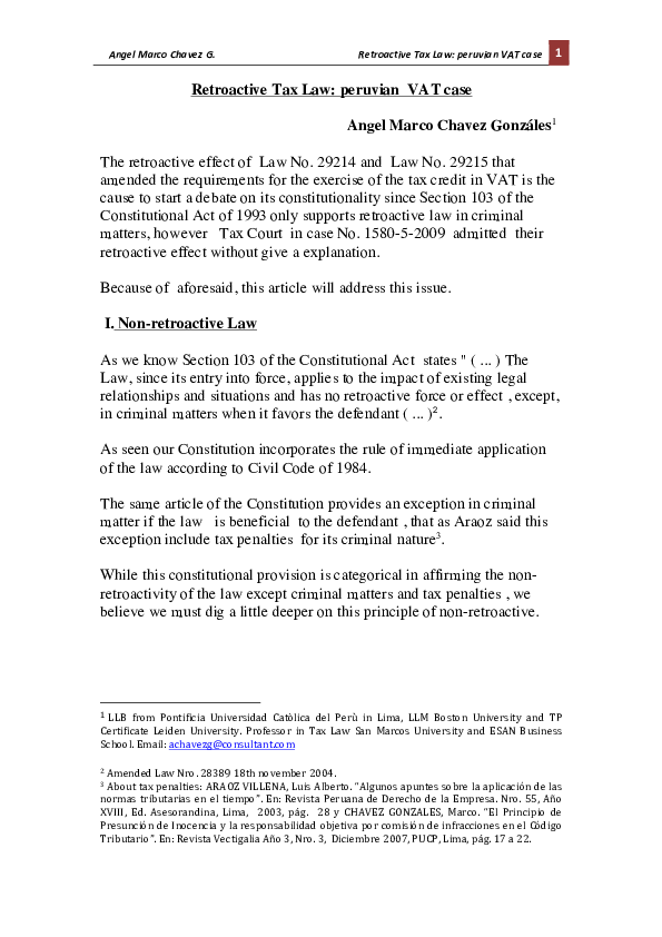 (PDF) Retroactive tax law Marco Chavez Academia.edu