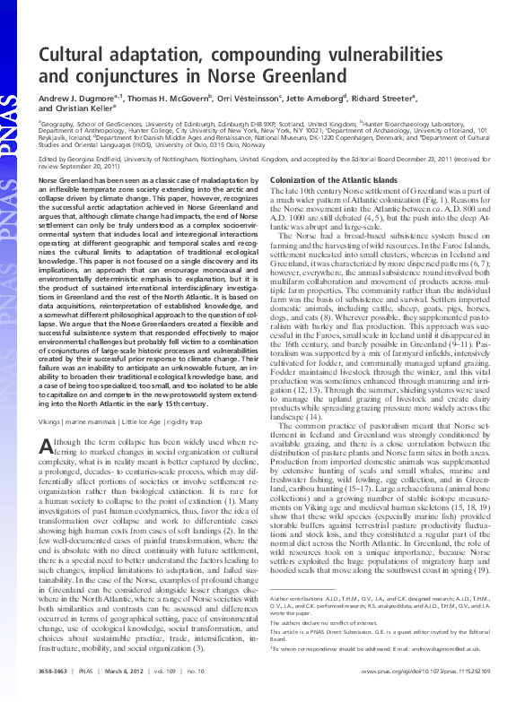 Cultural adaptation, compounding vulnerabilities and conjunctures in Norse Greenland
