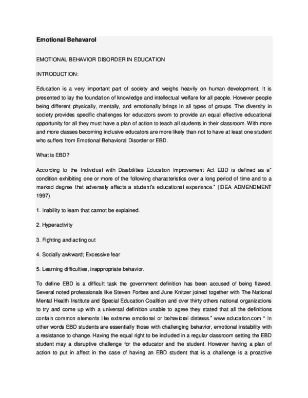(DOC) Emotional Behavioral