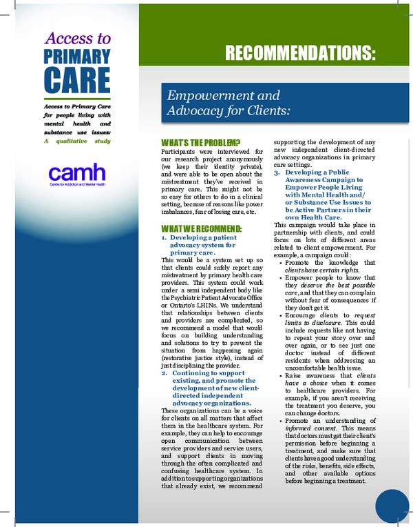 (PDF) Access to Primary Care - Recommendations