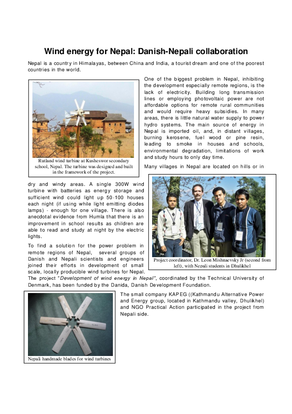 (PDF) NepaliDanish project "Development of wind energy in Nepal", 2007
