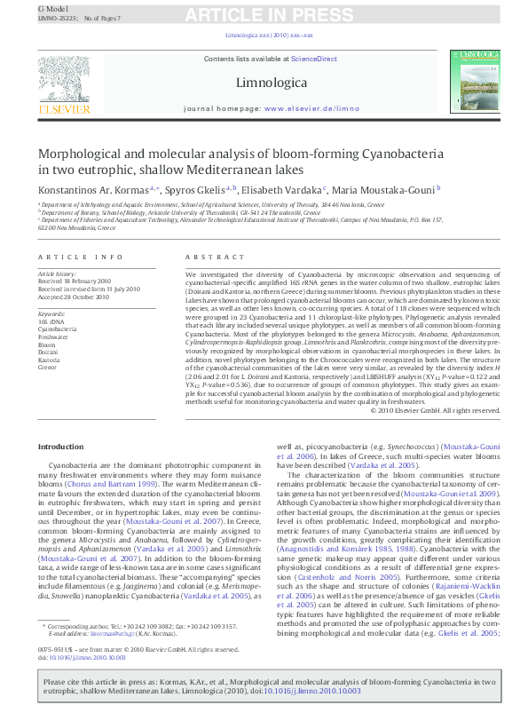 (PDF) Morphological and molecular analysis of bloom-forming ...