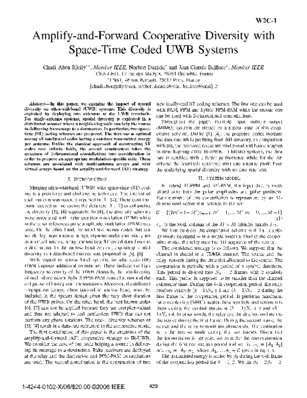 (PDF) Amplify-and-Forward Cooperative Diversity with Space-Time Coded ...