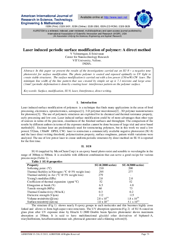 (PDF) Laser induced periodic surface modification of polymer: A direct ...