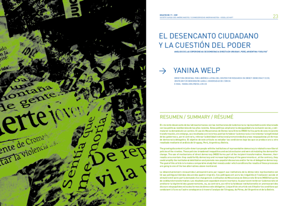 EL DESENCANTO CIUDADANO Y LA CUESTIÓN DEL PODER