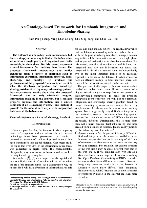 (PDF) An Ontology-based Framework for Itembank Integration and ...