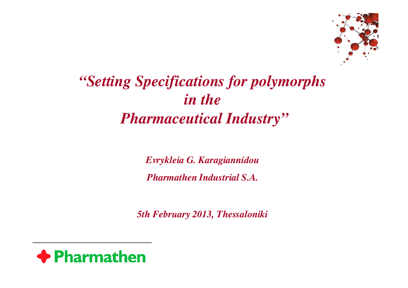 (PDF) Setting Specifications for Polymorphs in the Pharmaceutical Industry