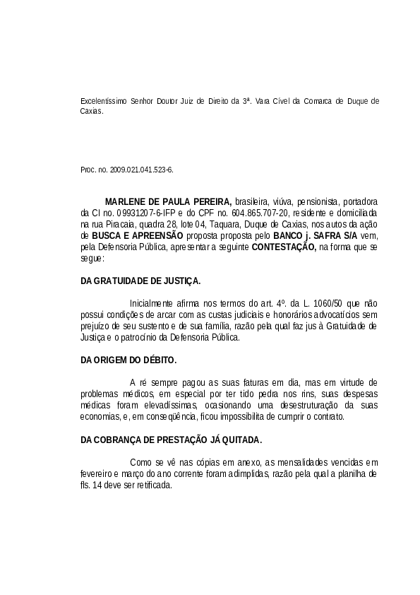 (DOC) Contestação. Nulidade Contrato. Devolução VRG.