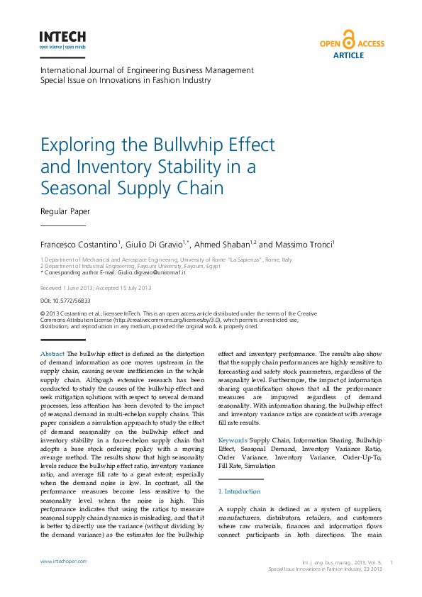 (PDF) Exploring the Bullwhip Effect and Inventory Stability in a ...