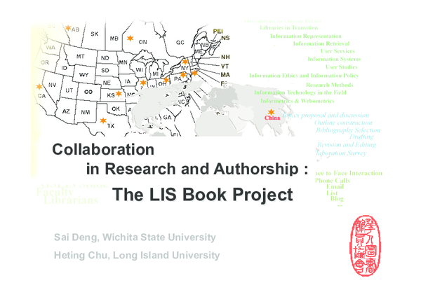 (PDF) Collaboration in research and authorship: the LIS book project
