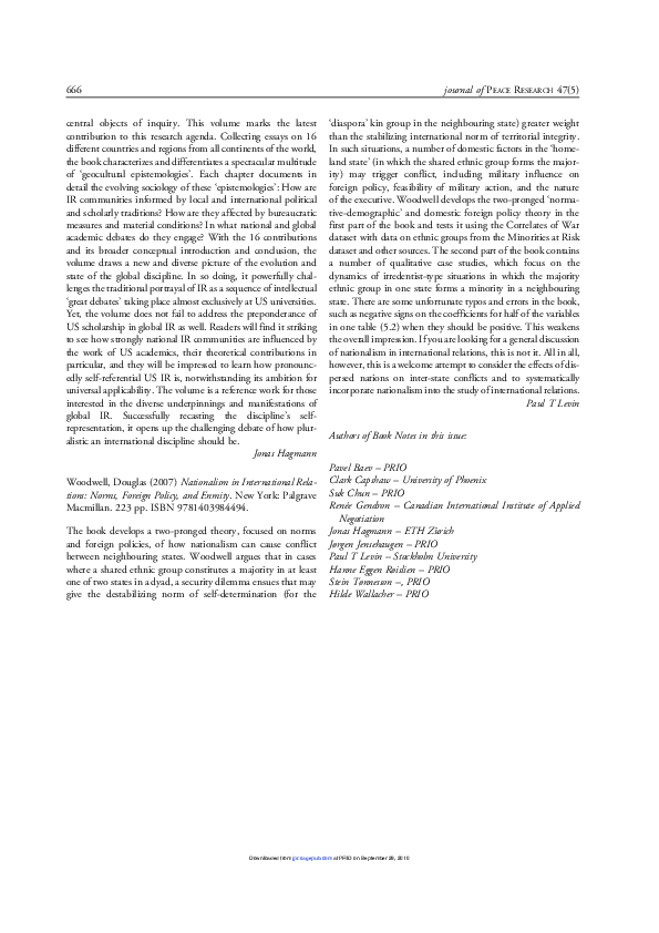 (PDF) Douglas Woodwell (2007) "Nationalism in International Relations