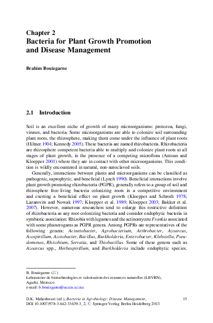 (PDF) Bacteria for Plant Growth Promotion and Disease Management