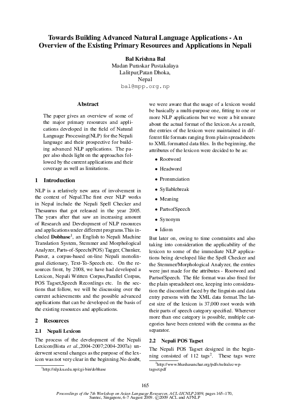 Pdf Towards Building Advanced Natural Language Applications An