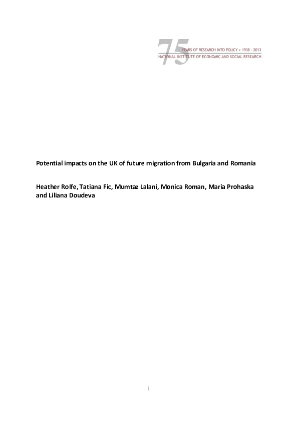 (PDF) Potential impacts on the UK of future migration from Bulgaria and ...