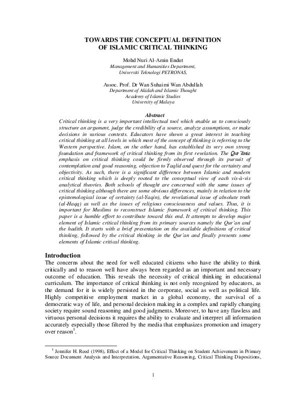 Islamic critical thinking image