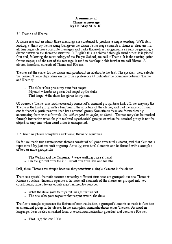 (PDF) A summary of Clause as message
