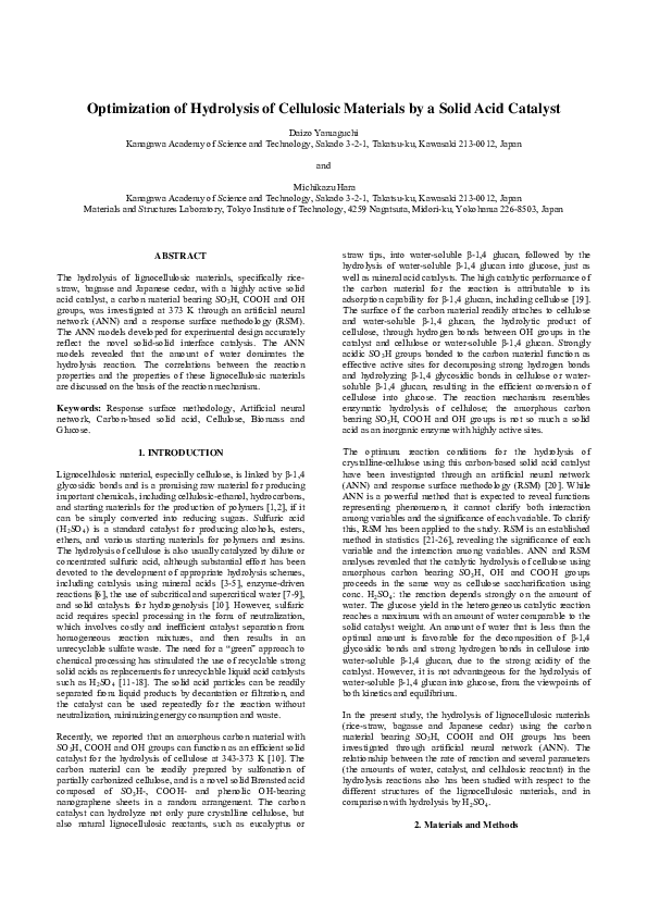 acid hydrolysis of cellulose in zinc chloride solution