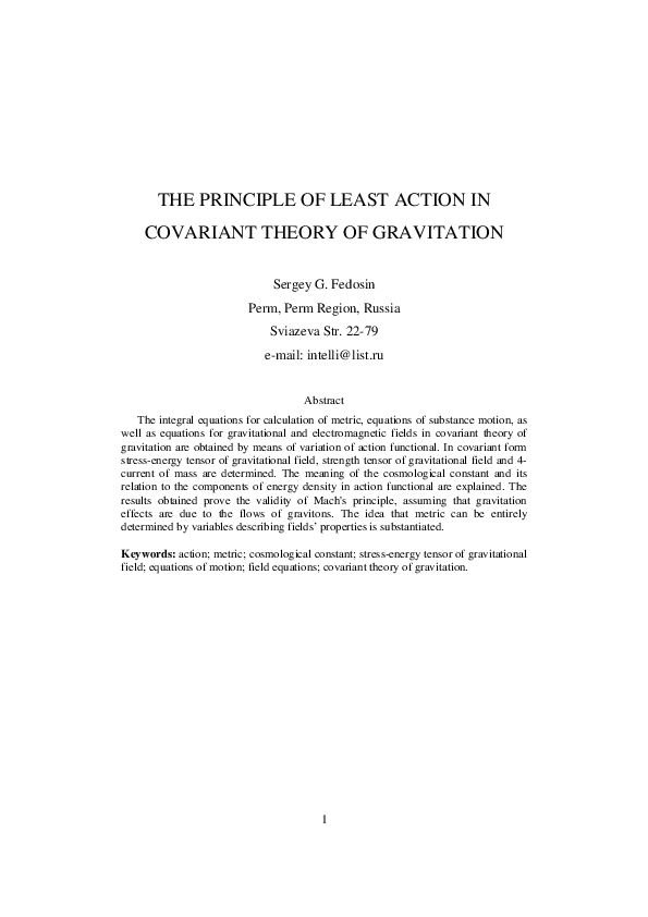 The Principle of Least Action in Covariant Theory of Gravitation