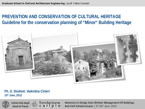 Prevention and conservation of Cultural Heritage. Guideline for the ...