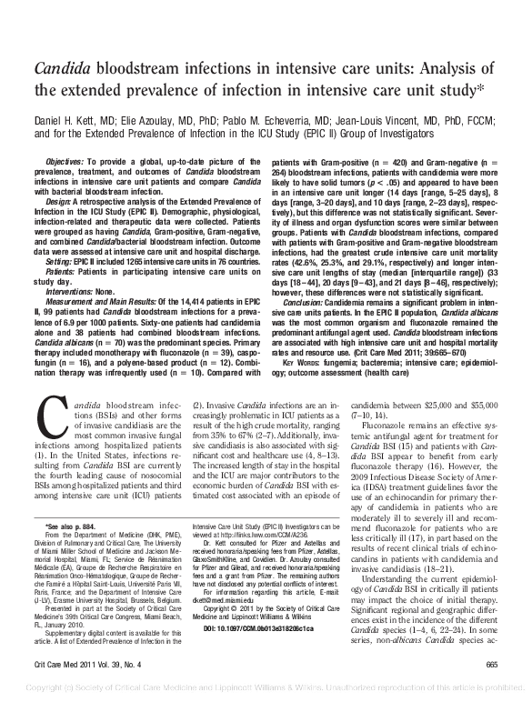 (PDF) Candida bloodstream infections in intensive care units: analysis ...