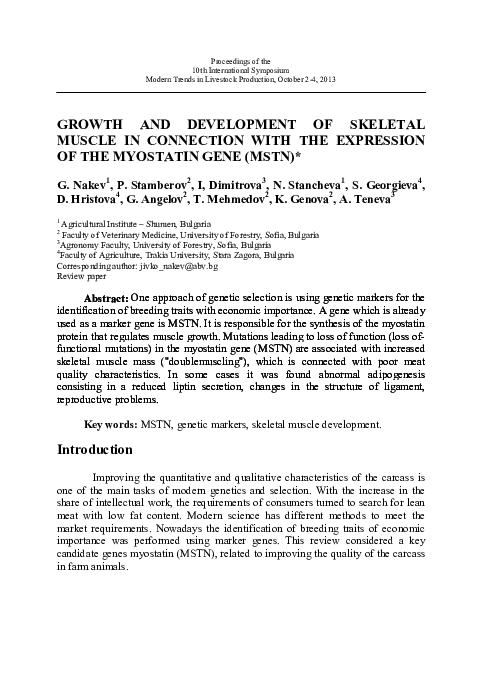 (PDF) Growth and development of skeletal muscle in connection with the ...