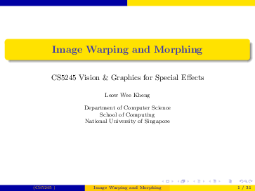 (PDF) Image Warping and Morphing CS5245 Vision & Graphics for Special ...