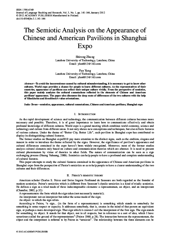 (PDF) The Semiotic Analysis on the Appearance of Chinese and American ...