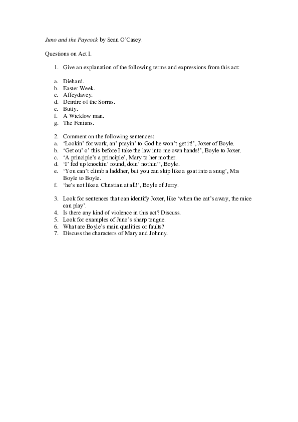 Juno and the paycock title significance picture