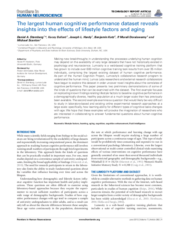 (PDF) The largest human cognitive performance dataset reveals insights ...