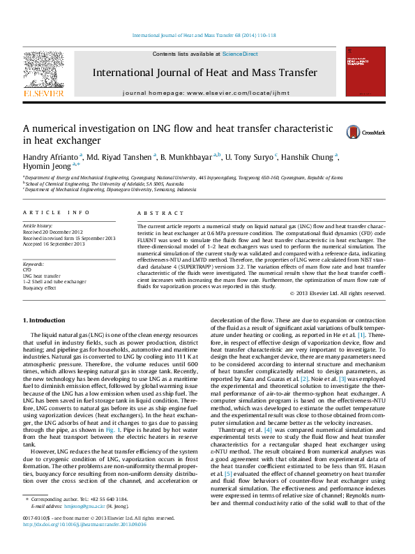 (PDF) A numerical investigation on LNG flow and heat transfer ...