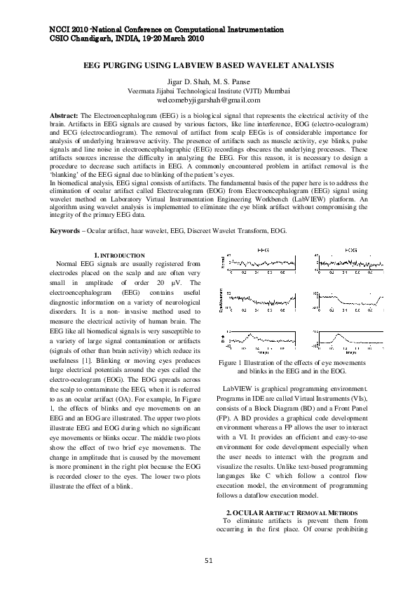 (PDF) EEG PURGING USING LABVIEW BASED WAVELET ANALYSIS