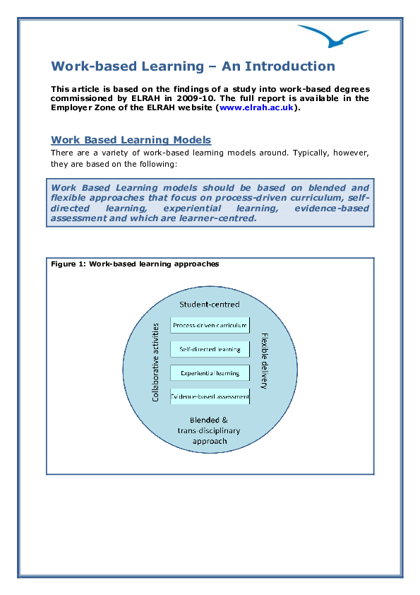 (PDF) Work-based Learning – An Introduction Work Based Learning Models