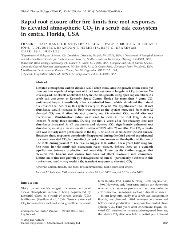 (PDF) The longterm effects of CO 2 enrichment on fine root