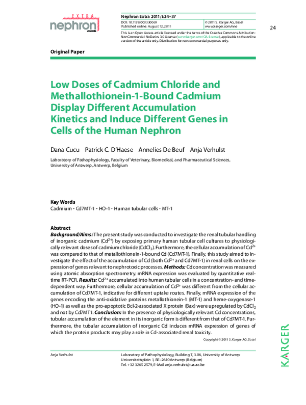 (PDF) Original Paper Low Doses of Cadmium Chloride and Methallothionein ...